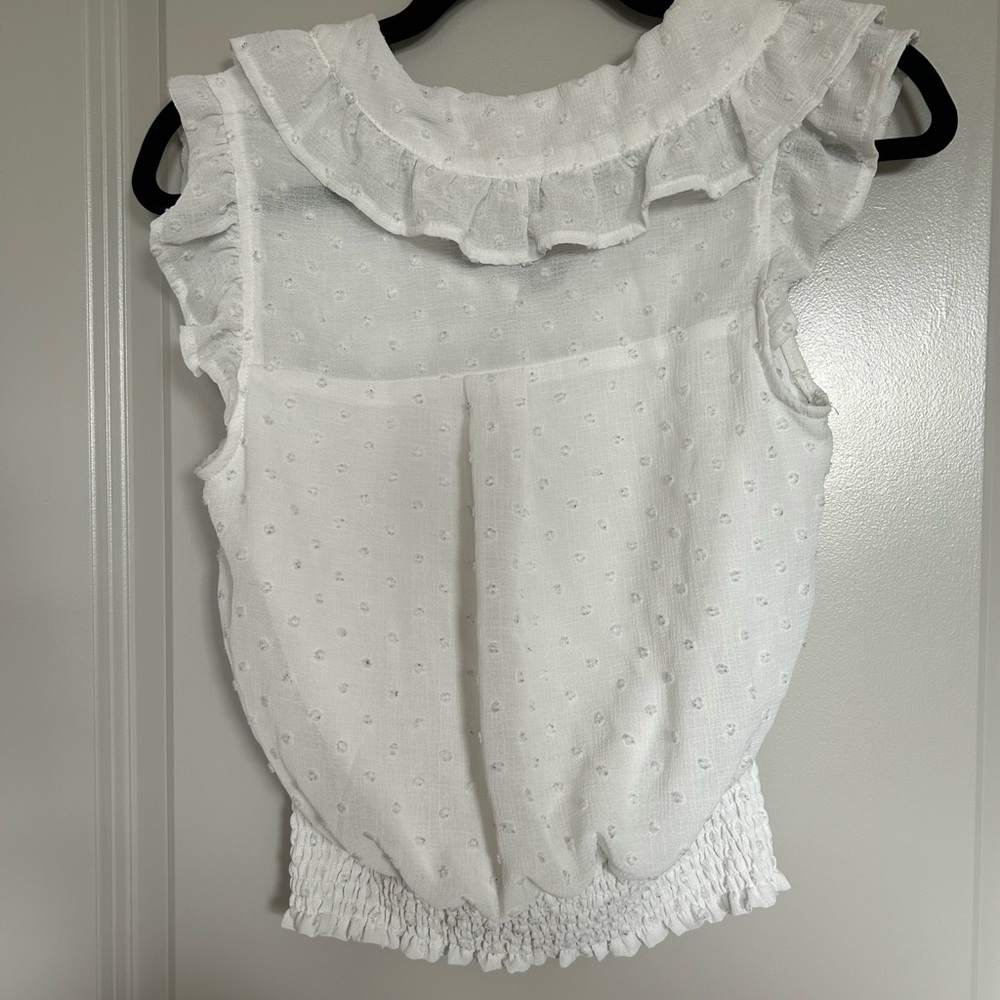Monteau White Puff Sleeve Blouse with Peter Pan Collar - Picture 3 of 3